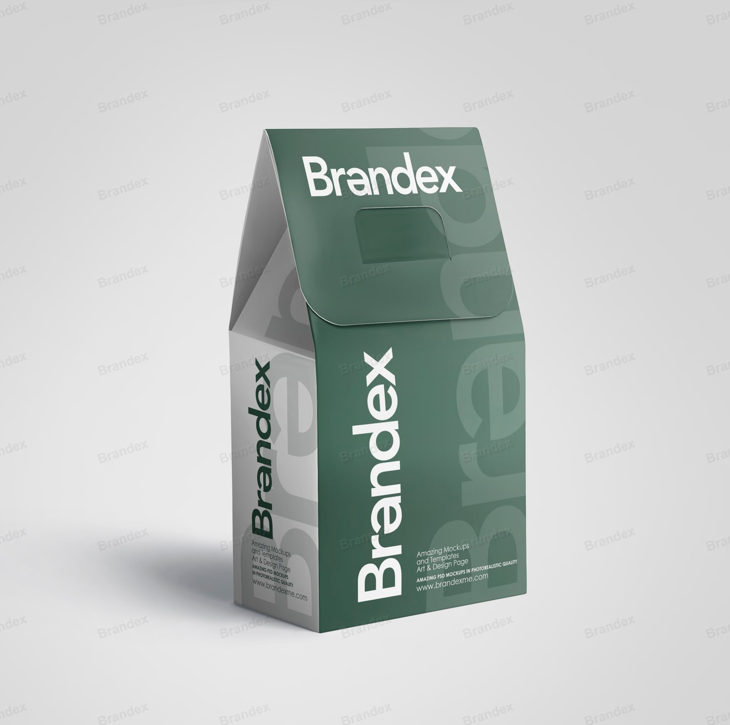 Green Cardboard Box Packaging Mockup with Handle for Branding
