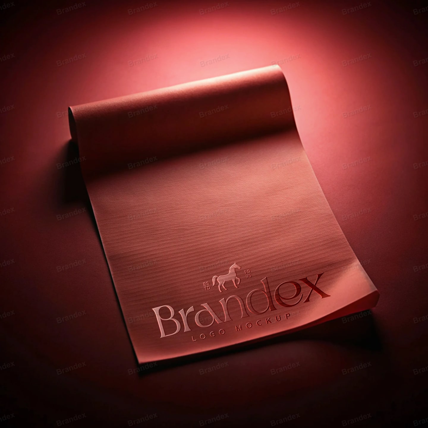 Embossed Logo Mockup Red Elegant Paper Sheet