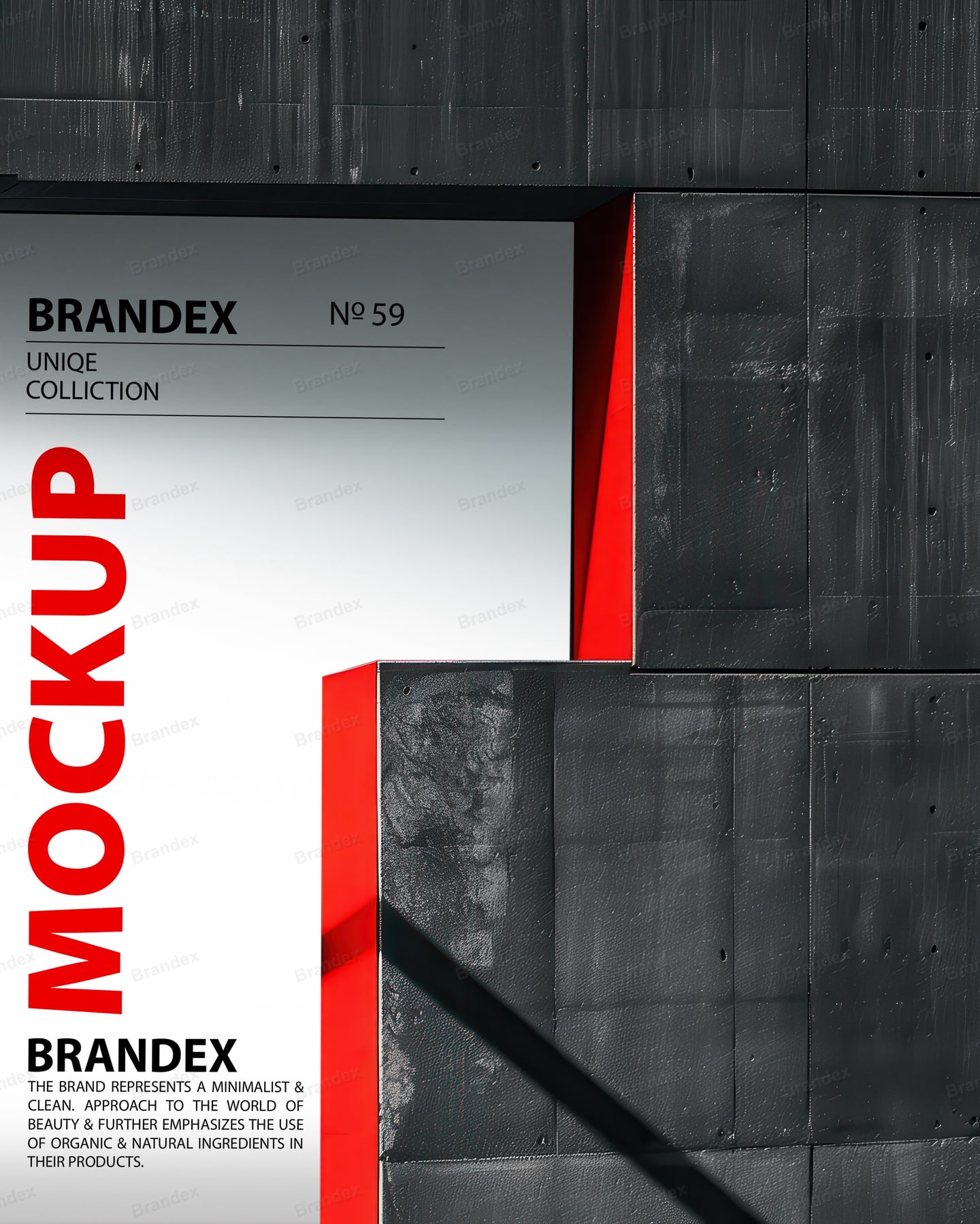 Black Red Architectural Facade Mockup for Branding Visuals