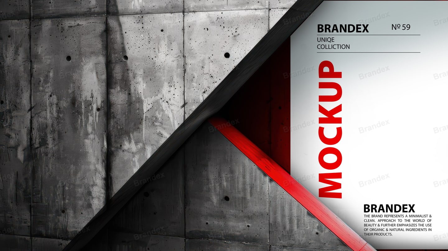 Industrial Concrete Wall Mockup Red Accent Branding Visuals