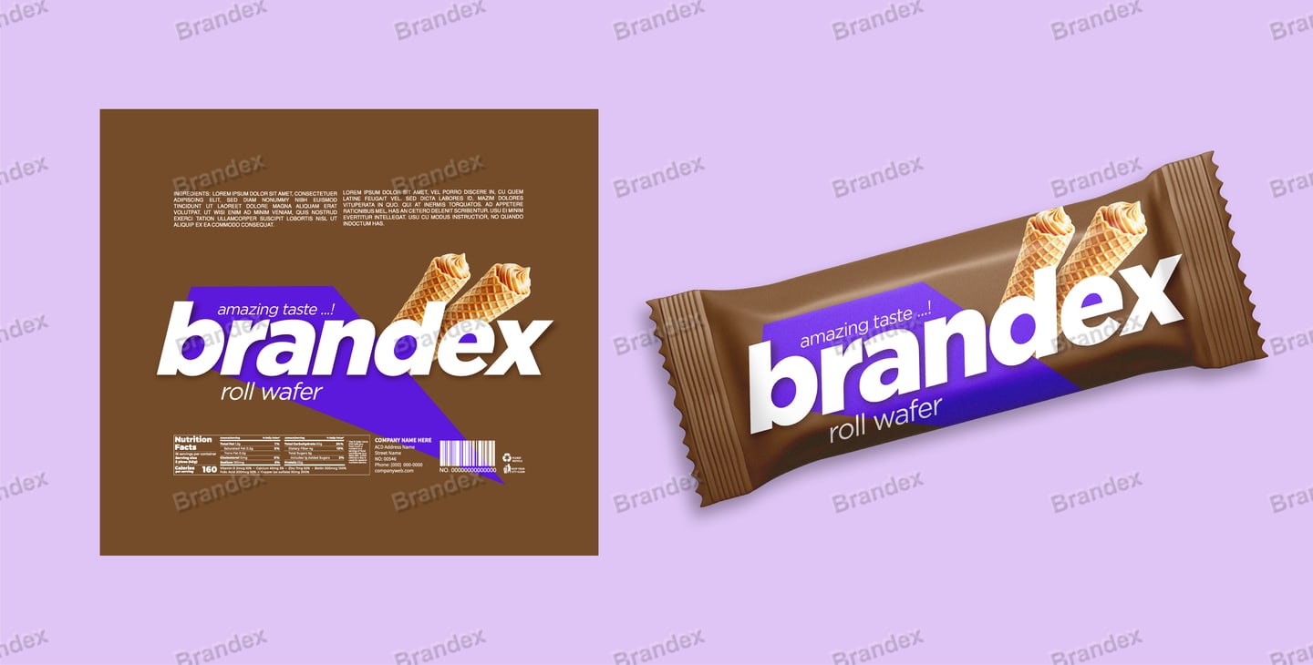 Bold Purple Brown Chocolate Wafer Snack Packaging Template