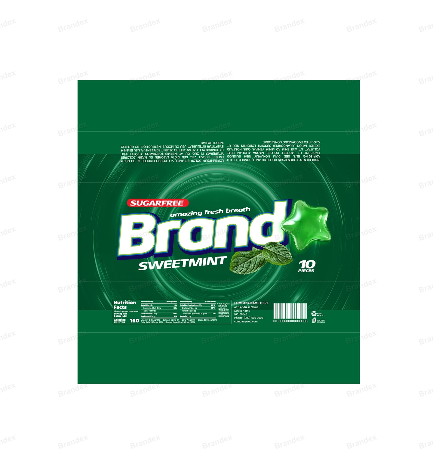 Sugar-Free SweetMint Candy Packaging - Amazing Fresh Breath 10 Pieces