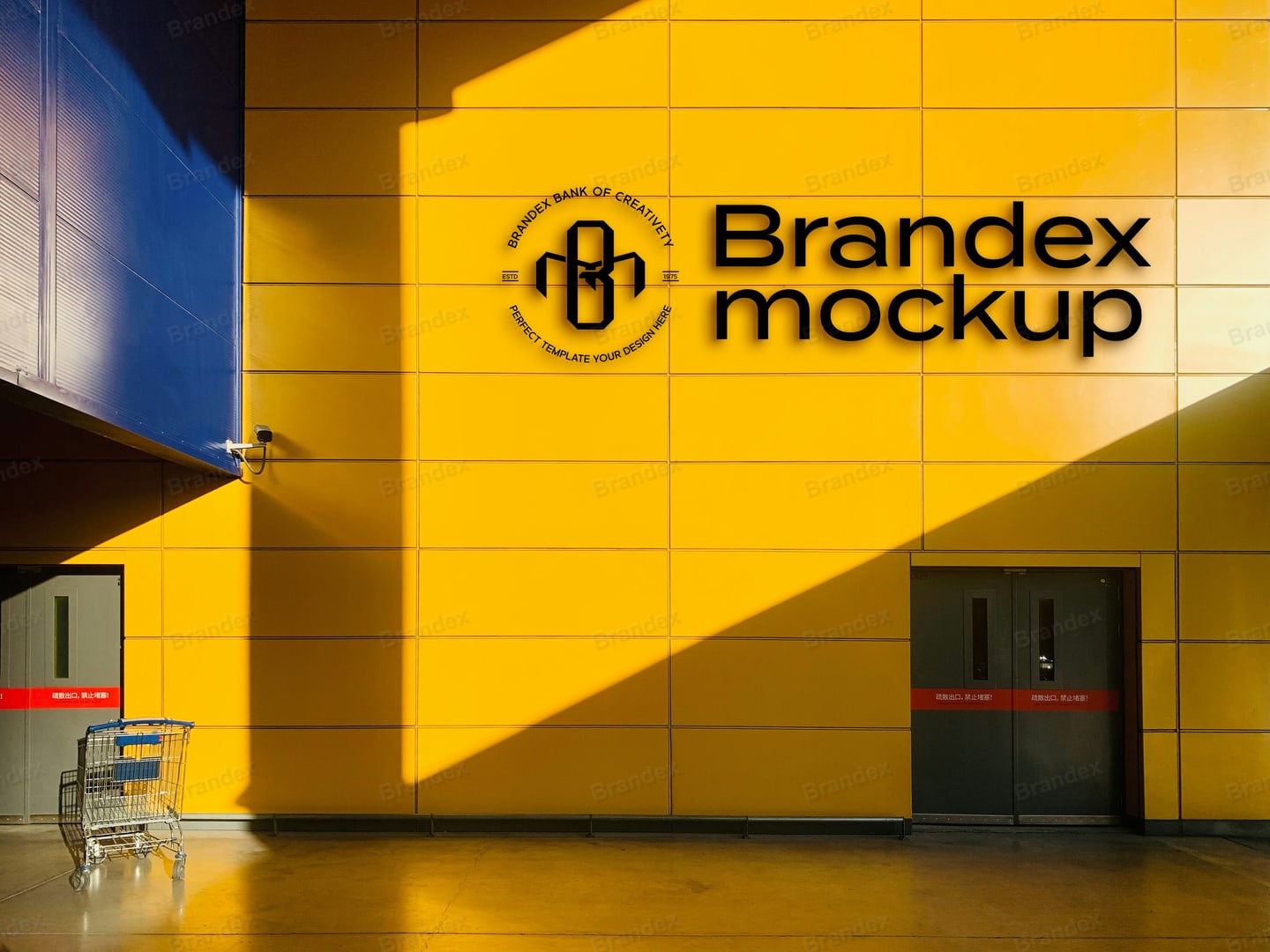 Yellow Mall Wall Logo Mockup Branding Presentation