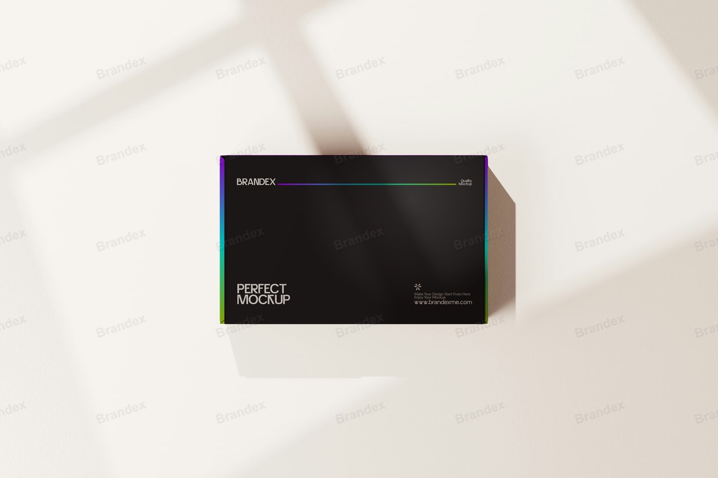 Sleek Black Business Card Mockup with Holographic Edges – Top-Down View