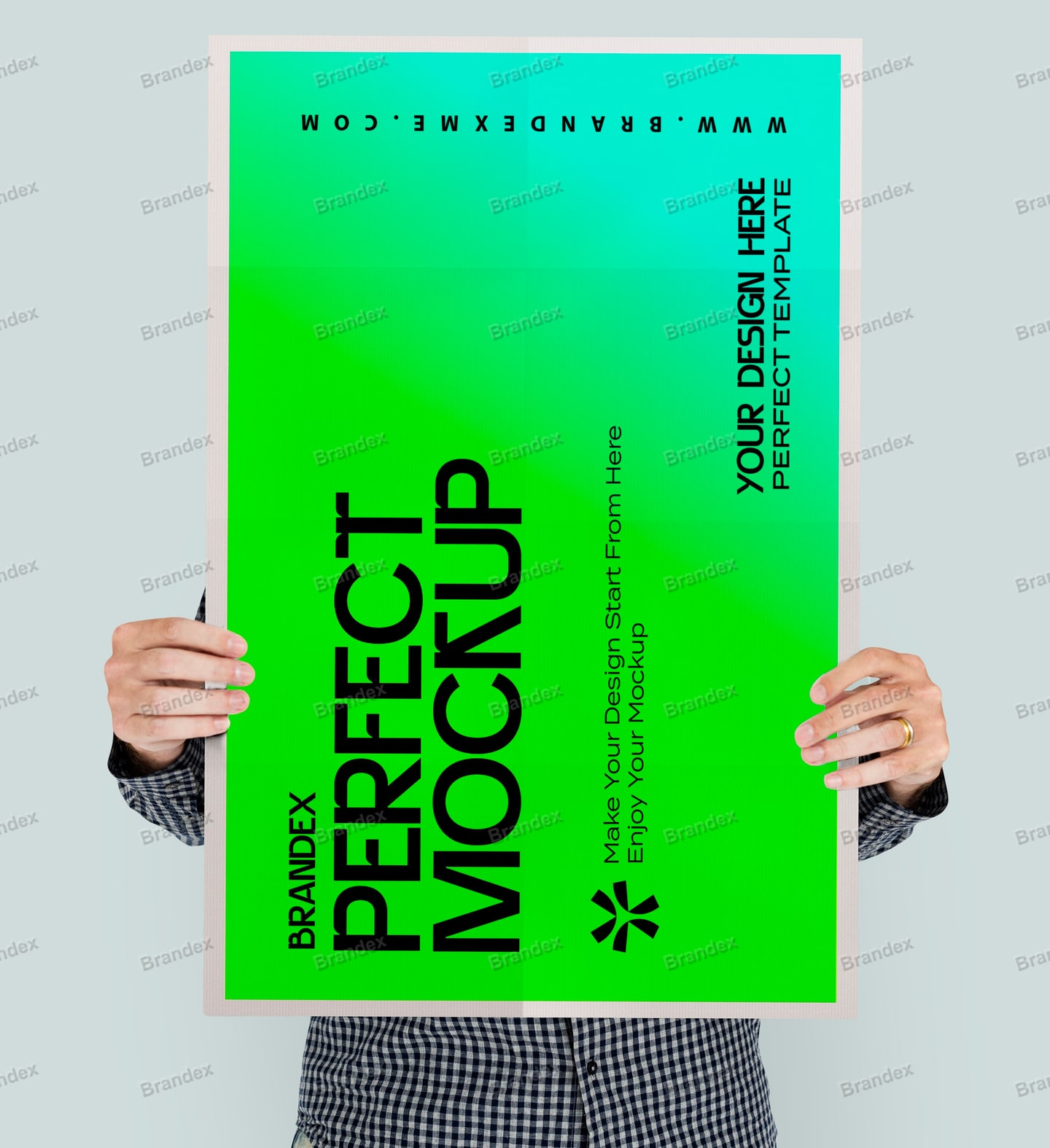 Vibrant Green Studio Photography Wall Poster Mockup Scene