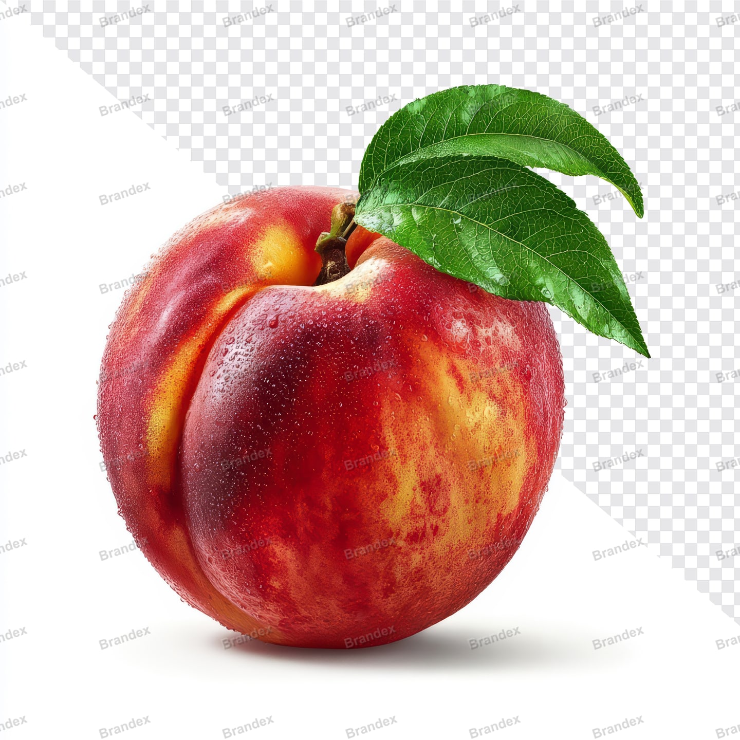 Realistic Peach With Leaves
